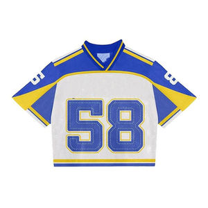 เสื้อเจอร์ซีย์แฟนฟุตบอลไซส์ใหญ่ ขายส่ง แบบเรียบง่าย ผ้าโพลีเอสเตอร์ตาข่าย 100% แขนสั้น แห้งเร็ว ป้องกันรังสียูวี - Product Image 1