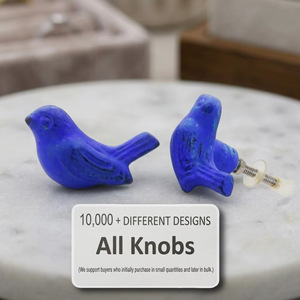 Poignées de tiroir et poignées de meuble en fonte bleue rustique en forme d'oiseau pour chambre, bureau à domicile, commode - Design moderne, installation facile - Product Image 3