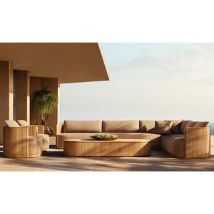 Sillón giratorio de exterior Velmora The Langham de madera de teca maciza, sillón de lujo para patio, jardín, hotel, resort, muebles personalizados de Indonesia - Product Image 2