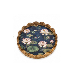 Plateau de rangement en bois motif feuille de palmier tucan, finition vernie, design moderne et luxueux, multifonction, compatible lave-vaisselle pour la table - Product Image 5