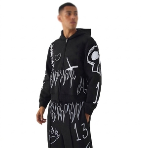Ensemble de survêtement pour homme en molleton épais 100 % coton, style ninja, avec sweat à capuche fuselé et pantalon de survêtement, ensemble de survêtement personnalisé assorti - Product Image 3