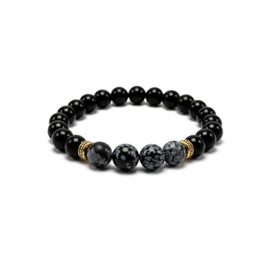 Factory Wholesale Natural Snowflake Obsidian Beaded <b>Bracelet</b> Gemstone Energy <b>Healing</b> Crystal Stretch Beaded <b>Bracelet</b> Men Women - Product Image 1