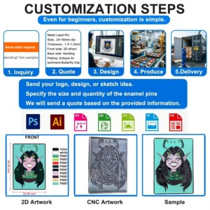 Créez votre propre design : Badge personnalisé en émail souple métallique coloré clignotant, à sublimation, avec personnage de dessin animé et <span class=keywords><strong>carte</strong></span> en papier - Product Image 4