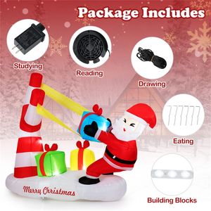 Babbo Natale Gonfiabile in PVC da 2,1 m per Esterni, Decorazione Natalizia con 5 Luci LED Integrate, Gonfiaggio Rapido, Decorazione in Poliestere 210T - Product Image 3