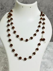 Collar de Rudraksha Natural con Baño de Plata, Joyería Religiosa para Meditación y Oración, para Hombres y Mujeres, con Tapa Plateada - Product Image 5