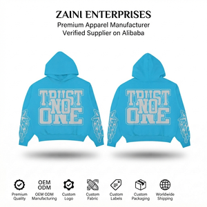 Sweat à capuche surdimensionné en molleton de coton et polyester épais 400 GSM, bleu ciel, automne, personnalisable pour logo brodé ou transfert thermique - Product Image 1