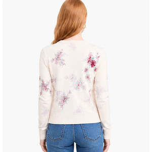 Cárdigan de Invierno para Mujer con Estampado Floral, Manga Larga, Cuello Redondo, Suéter de Punto, Estilo Casual, Lana y Viscosa, Largo Regular - Product Image 2