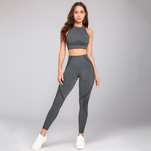 High Quality Women's Yoga Sports Bra Leggings Set <b>Racer</b> <b>Back</b> Sports Bras Leggings Gym Fitness Active Wear Set - Product Image 2
