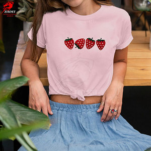 T-shirts en coton doux brodés pour femmes, décontractés et superposés, pour impression de logo personnalisé, OEM disponible - Product Image 5