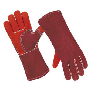 High Quality Blue Cow Split Leather Flame Retardant Welding Gloves <b>Fire</b> Proof Industrial Safety with Thumb Palm Protection - Product Image 5