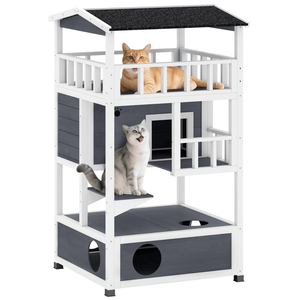 Wooden Cat House Playhouses Cat Trees and Climbing Tower (No Shipments on Weekends) - Product Image 2