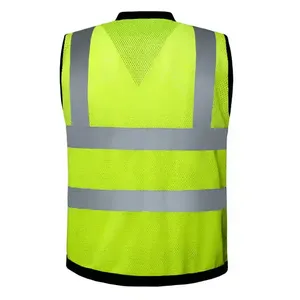 Custom Safety Vest with Reflective <b>Strips</b> Adjustable Sizes Durable Polyester <b>Fabric</b> Safety Vest - Product Image 5