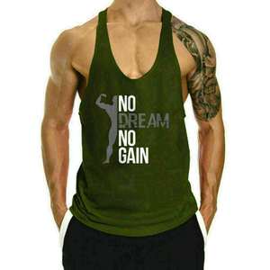 เสื้อกล้ามสีแดงสำหรับผู้ชาย พิมพ์ลาย No Dream No Gain คอกว้าง รุ่นใหม่ สั่งทำได้ เสื้อกล้ามผู้ชาย ผ้าฝ้าย 100% เสื้อกล้ามออกกำลังกาย เสื้อกล้ามสำหรับฝึกซ้อม - Product Image 2