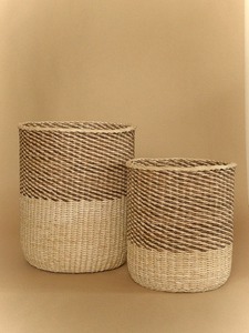 Decorative Wicker Waste <b>Bin</b> Set Of 2 Perfect For Bedroom Office And Home Organization Purpose Handcrafted From India - Product Image 1