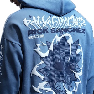 Sweat-shirt à capuche personnalisé avec logo Rick Sanchez, streetwear pour homme, coupe ample, en coton bleu, avec poche et imprimé sur le devant, coupe classique - Product Image 5