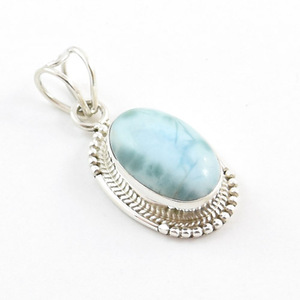 Colgante unisex de plata de ley 925 con larimar azul, estilo bohemio, tribal, gipsy, nómada, viajero, para meditación espiritual y yoga. - Product Image 3