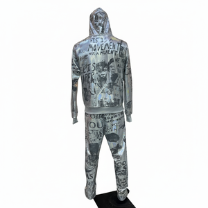 Unisex Custom Printed Hooded Tracksuit Full Zip Streetwear <b>Set</b> 100% Cotton Four-Way Stretch Elastic Waist Fleece Winter Wear - Product Image 5