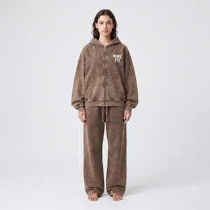 Ensemble de survêtement pour femme, taille standard, personnalisé, délavé à l'acide, tendance, haute qualité, couleur unie, en coton, deux pièces (joggers et sweat-shirt) - Product Image 5