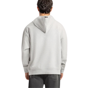 Sweat à capuche unisexe gris clair surdimensionné avec logo personnalisé, en molleton 100 % coton épais, coupe décontractée, style streetwear, vente en gros - Product Image 6