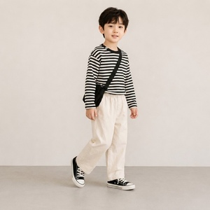 Korean style wide-leg pants for boy 65% cotton 35% polyester Breathable Anti-Shrink Casual Kids <b>Top</b> - Product Image 1