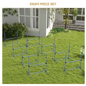 Set Agility per Cani Blu da 8 Pezzi con Barre di Salto Regolabili in Altezza e Borsa per il Trasporto, Barra Superiore Rimovibile per Proprietari di Animali Domestici - Product Image 5