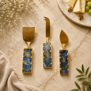 Elegant <b>Cheese</b> Knife <b>Set</b> with Green Resin Handles and Gold Metal Blades Durable Cutlery for <b>Cheese</b> Serving - Product Image 5