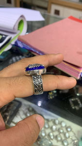 Anillo de piedras preciosas ajustable de lapislázuli hecho a mano único para hombre, joyería de plata de ley 925 de fabricante indio a granel, resistente al agua - Product Image 3