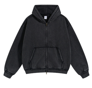Sudadera con Capucha Personalizada 100% Algodón, Lavado Ácido, Tallas Grandes, Estilo Urbano Otoñal para Hombre, Antiencogimiento, Manga Larga, Estilo Vintage - Product Image 1