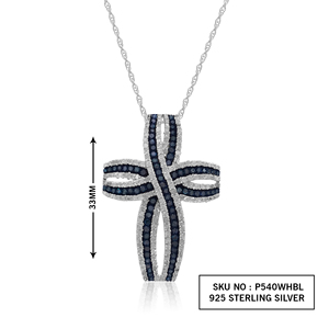 JEWELSPAARK Collar con Colgante de Diamantes Naturales Blancos y Azules de 1.64 Cttw para Mujer, Plata de Ley 925 con Baño de Rodio, Cadena de 18 Pulgadas - Product Image 2