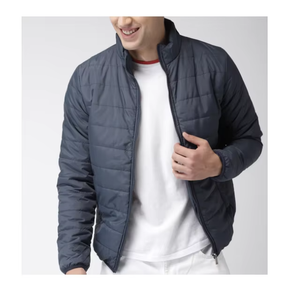 Dark Slate Gray Custom Men Padded <b>Jacket</b> Stand Collar Quilted Zip Winter Coat Lightweight OEM Factory Premium Outerwear Pro - Product Image 6