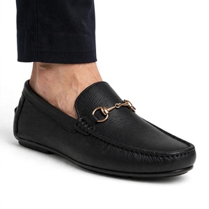 Mocassins en cuir véritable pour hommes, bout rond, à enfiler, noirs, semelle extérieure en caoutchouc amorti, pour le bureau et les occasions professionnelles, toutes saisons, export BD - Product Image 6