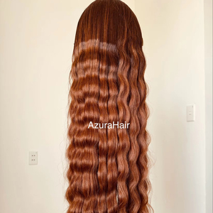 Peluca Larga y Lisa de Cabello Humano Virgen Remy Vietnamita con Ondas Naturales, Color Marrón, con Frente de Encaje Completo para Mujer - Product Image 1