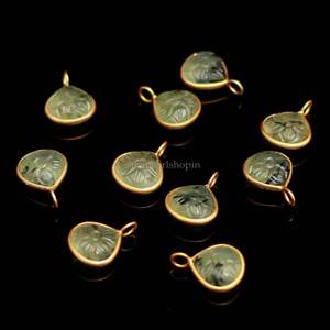 Colgante de flor de prehnita natural, plata de ley 925, colgante de corazón de piedra preciosa tallada a mano de 12 mm para accesorios de fabricación de joyas - Product Image 3