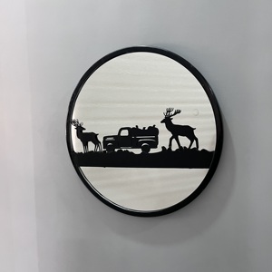 Espejo de Pared Moderno de Hierro con Diseño de Ciervo y Jeep, Espejo Redondo Decorativo para Sala de Estar, Dormitorio, Decoración de Hotel - Product Image 2