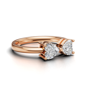 IGI Certified Lab Grown Diamond Toi Et Moi <b>Ring</b> 18K Yellow / White & Rose Gold Heart Shape Engagement <b>Ring</b> for Women - Product Image 3