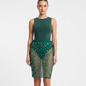 Falda Transparente de Malla con Pedrería para Discoteca, Falda de Cintura Alta, Faldas Transparentes de Verano con Pedrería de Alta Calidad para Mujer - Product Image 6
