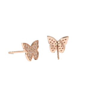 Butterfly Lab Diamond Stud Earrings 10K 14K Solid Gold Round Lab Grown Diamonds Dainty Fine Jewelry Elegant Anniversary Everyday - Product Image 2