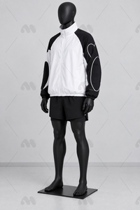 Conjunto Deportivo de Chaqueta y Pantalones Cortos 2 en 1, Color Negro y Blanco, de Secado Rápido y Transpirable, para Correr, Personalizable, OEM, ODM, Venta al Por Mayor - Product Image 4