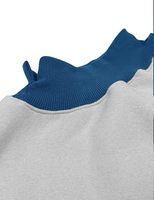 Sweat-shirt oversize en molleton bleu clair pour femme, col montant contrastant, épaules tombantes, manches longues, coupe ample