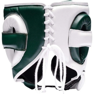 Casque de boxe intégral blanc et vert sur mesure, fabriqué en usine, pour MMA et Muay Thai, en cuir 100% authentique - Product Image 5