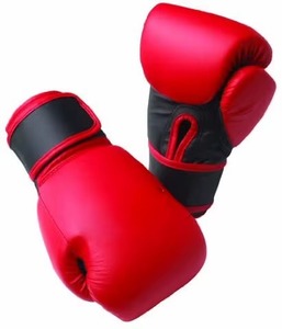 Gants de boxe professionnels rouges en cuir PU durable pour sparring, entraînement au sac de frappe et Muay Thai, avec fermeture auto-agrippante réglable - Product Image 1