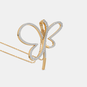 Collier pendentif papillon en or jaune 14 carats avec diamant de laboratoire - Product Image 4