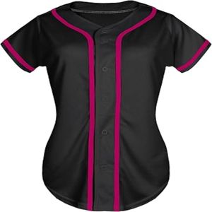 Uniforme de baseball pour femmes, toucher doux, 100% polyester, antibactérien, impression sublimée, col en V, manches courtes, nom d'équipe personnalisé, tout - Product Image 4