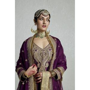 Satin Party Wear Satin Suit <b>Set</b> with Sequins <b>Embroidery</b> Work XL Size - Product Image 5