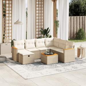 Set Divano da Giardino Beige 6 Posti in Rattan, Arredamento da Esterno Design Contemporaneo con Struttura in Vimini - Product Image 3