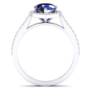 Bague REYES au design tendance en or massif 14 carats avec saphir bleu taille poire 2 carats, bijoux de luxe en moissanite certifiée GRA, cadeaux - Product Image 4