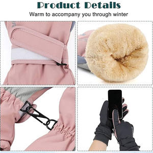 Guantes de esquí para mujer, guantes de invierno cálidos, resistentes al viento, impermeables, con pantalla táctil, guantes de algodón para deportes de invierno - Product Image 5