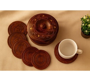 Wholesale Supply Eco Friendly Wooden <b>Coasters</b> for Coffee Tea Cups Reusable Wood <b>Drink</b> <b>Coasters</b> Available for Bulk Quantity - Product Image 1