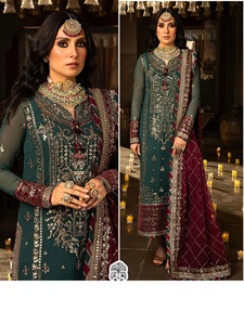 Costumes en georgette brodés Asim Jofa de qualité exceptionnelle, non cousus, 3 pièces - Product Image 4