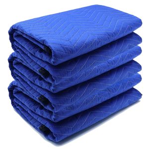 Couverture de déménagement rectangulaire pliée en microfibre 100% polyester matelassée noire unie, prête à être expédiée - Product Image 3